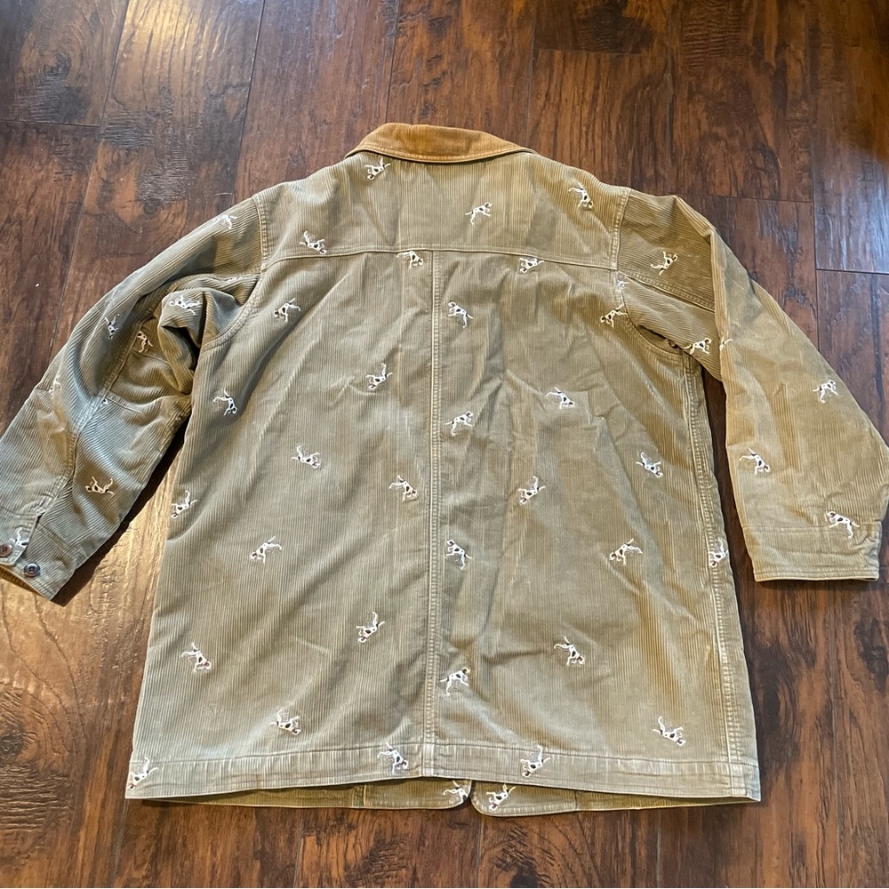 L.L. Bean Olive Utility Corduroy Jacket with Tan Collar - Picture 2 of 8